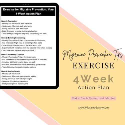 Exercise for migraine prevention 4-week action plan at MigraineSavvy.com