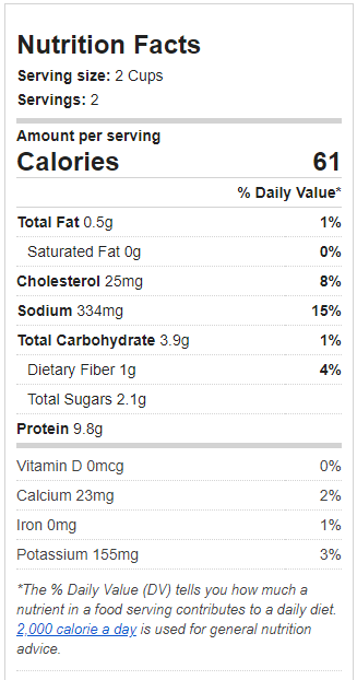 Fish Soup Nutritional Panel