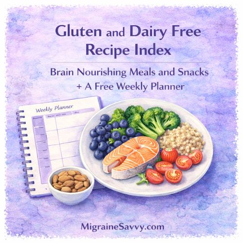 Gluten and dairy free recipe index designed to support brain health and reduce potential migraine triggers