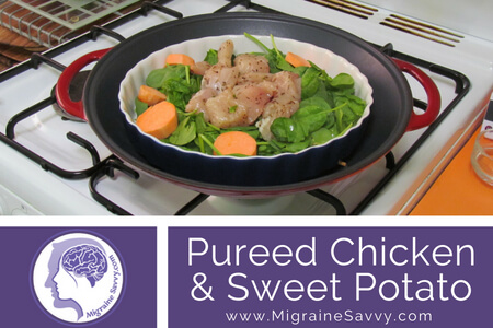 Chicken with Sweet Potato, Spinach
and Rosemary Recipe @migrainesavvy