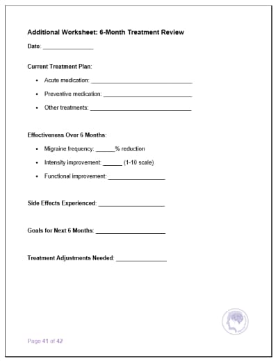 Additional worksheets in the Migraine Medication List eBook, in store now.