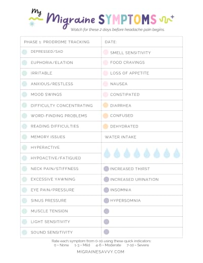 Super fun and colorful single page symptom tracker inside the journal.