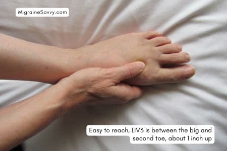 You can start here with LIV3 between your big and second toe, on top