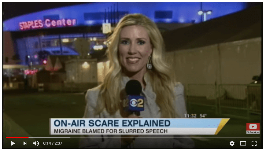 On Air Scare For Serene Branson. Migraine blamed for slurred speech. @migrainesavvy #migrainerelief #stopmigraines #migraines