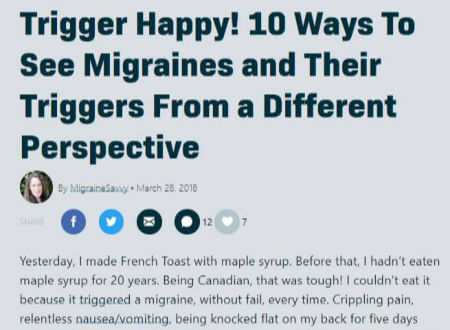 Trigger Happy on Migraine.Com 2018