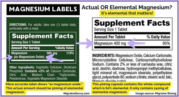 When reading magnesium labels - watch for the elemental "as" that's what's important.